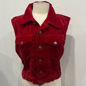 Very unique Jean Paul Gaultier short velvet jacket vest with logo dark red M